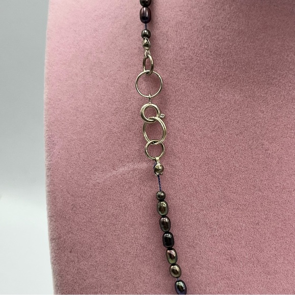 Vintage peacock color freshwater Iridescent Pearl small Necklace - Picture 8 of 8